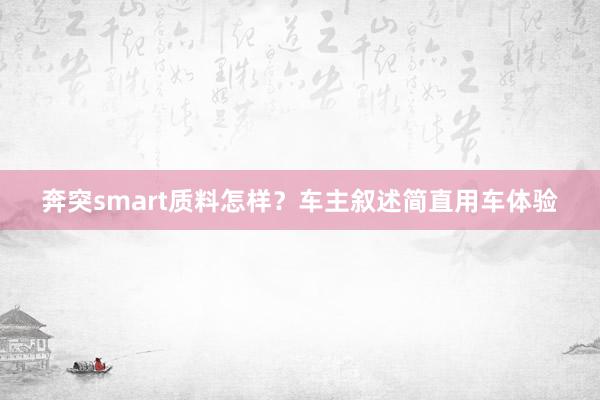 奔突smart质料怎样？车主叙述简直用车体验