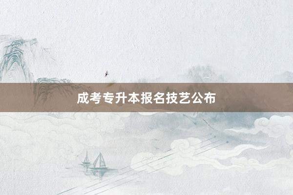 成考专升本报名技艺公布