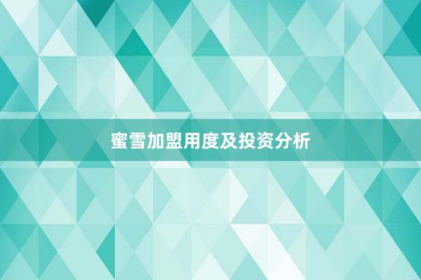 蜜雪加盟用度及投资分析
